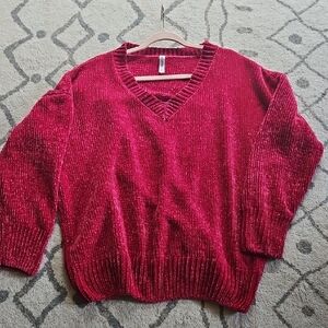 New Zenana Outfitters Rich Red V-Neck Sweater. Never Worn Fit L-1X